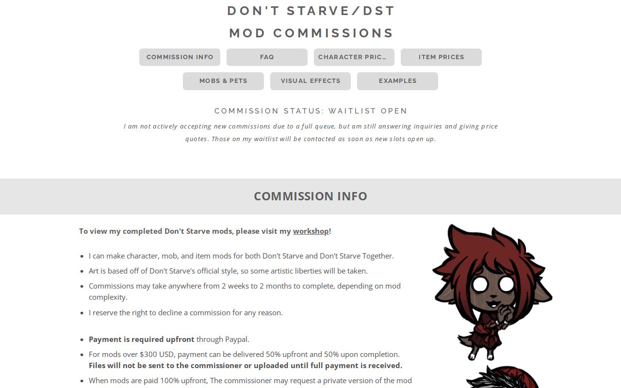 Mizartz Don't Starve Commissions